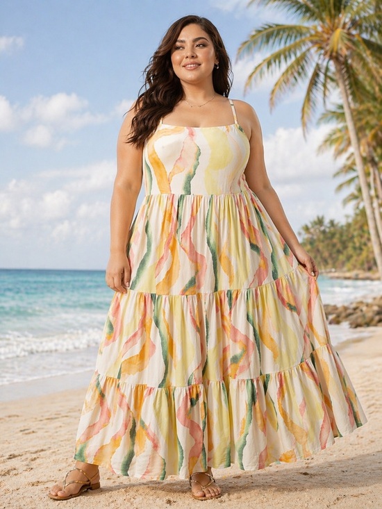 torrid Dresses & Skirts - Torrid NWT 2X Plus Size Colourful Wavy Stripe Tiered Resort Maxi Dress